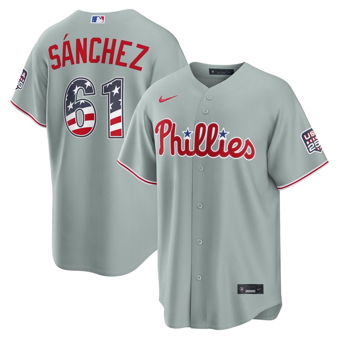 Fourth of July Philadelphia Phillies Cristopher Sanchez | Nike Gray USA 250 Stadium Jersey