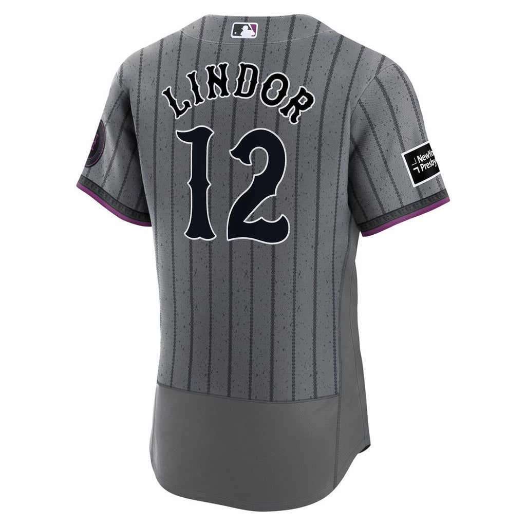 New York Mets Francisco Lindor | Nike Gray City Connect Authentic Sponsor Patch Jersey