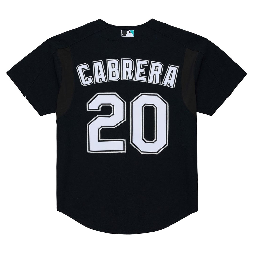 Florida Marlins Miguel Cabrera | Mitchell & Ness Black 2003 Cooperstown Mesh Batting Practice Button-Up Jersey