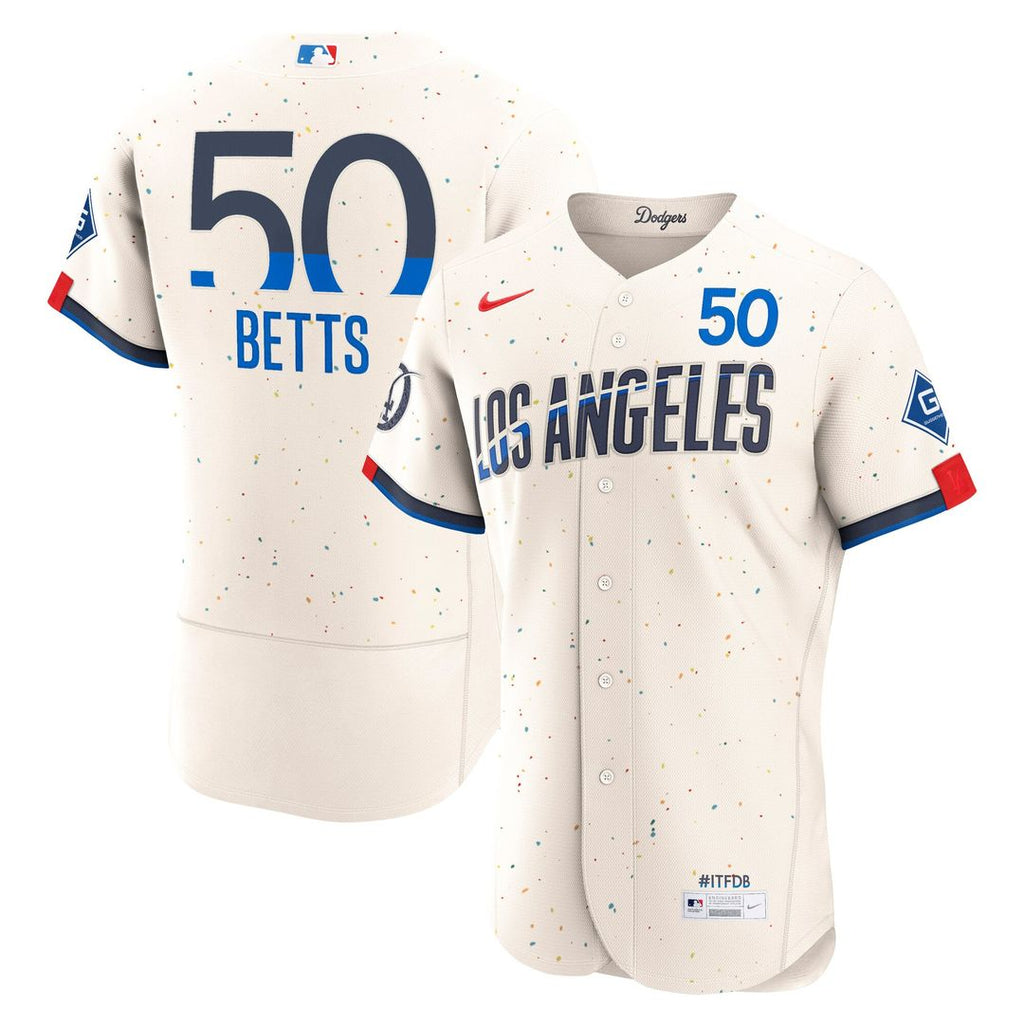Los Angeles Dodgers Mookie Betts | Nike Cream City Connect Authentic Sponsor Patch Jersey