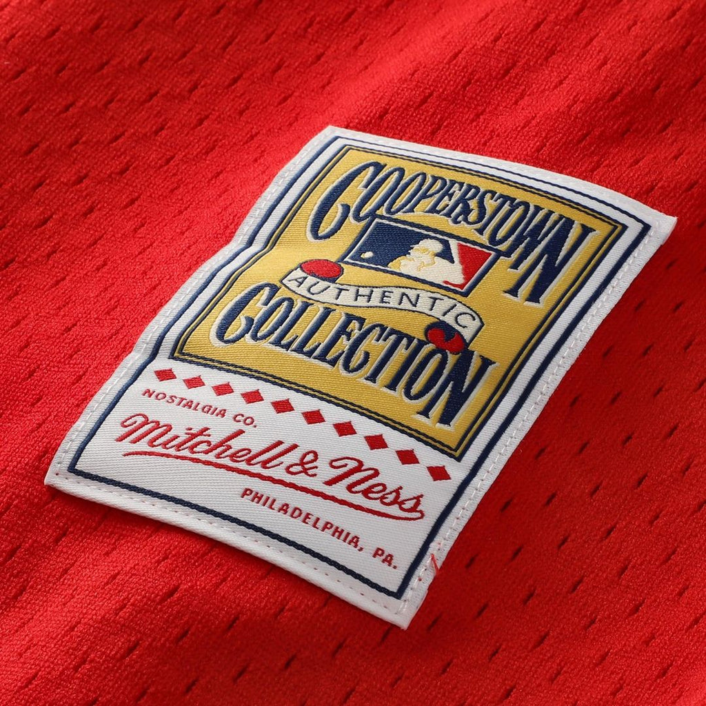 Philadelphia Phillies Jimmy Rollins | Mitchell & Ness Red Cooperstown Mesh Batting Practice Button-Up Jersey