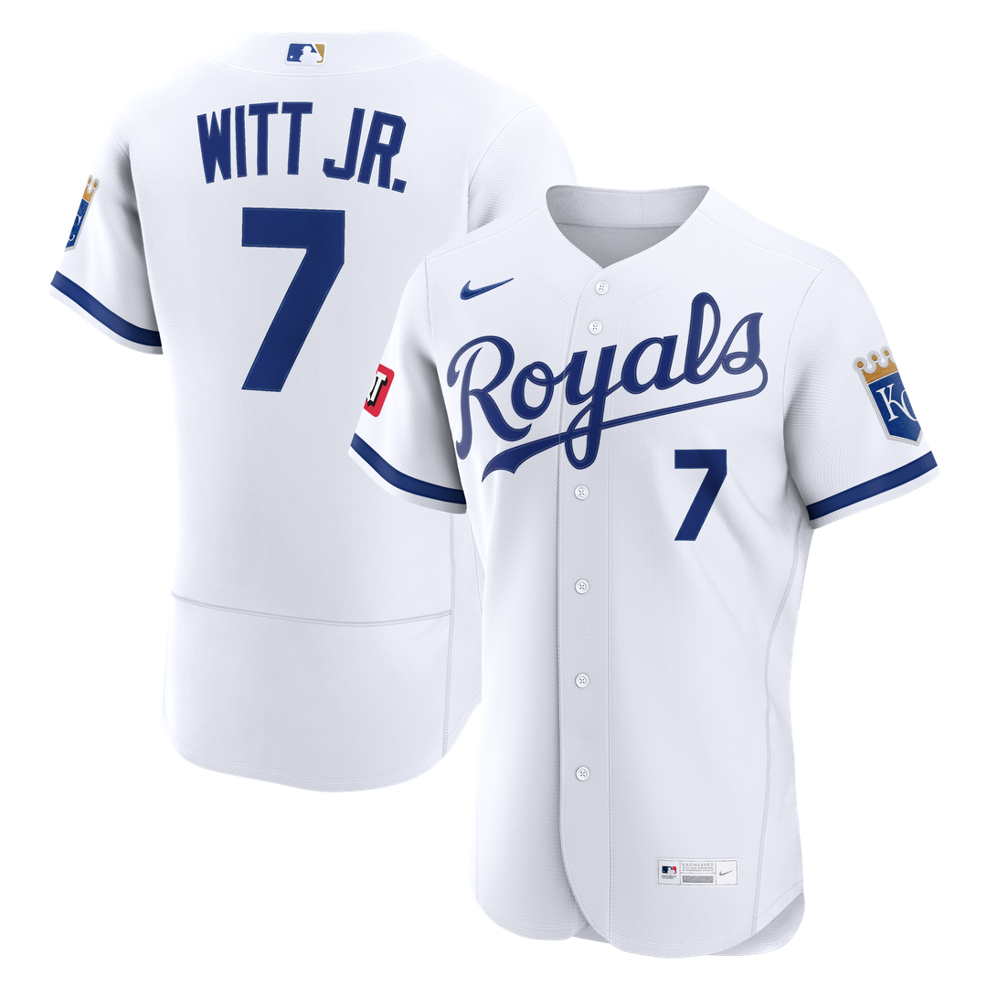 Kansas City Royals Bobby Witt Jr. | Nike White Home Authentic Sponsor Patch Jersey