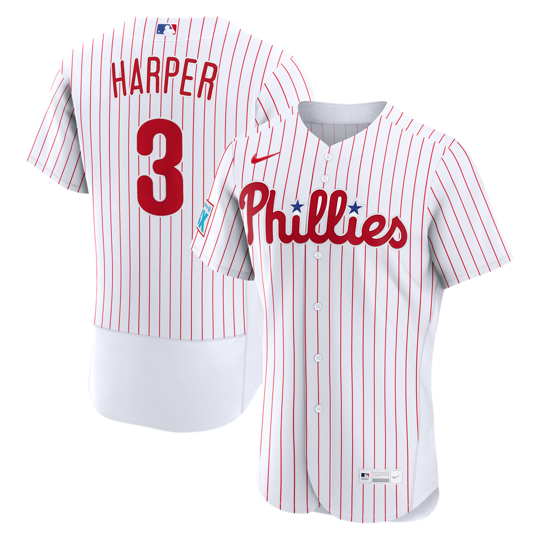 Philadelphia Phillies Bryce Harper | Nike White Home Authentic Sponsor Patch Jersey