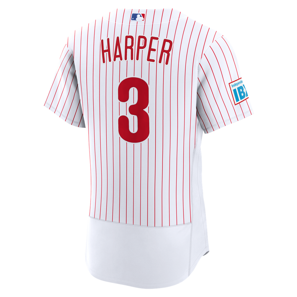 Philadelphia Phillies Bryce Harper | Nike White Home Authentic Sponsor Patch Jersey