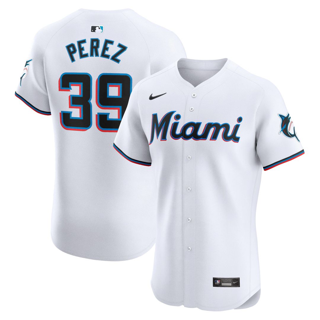 Miami Marlins Eury Perez | Nike White Home Elite Player Jersey
