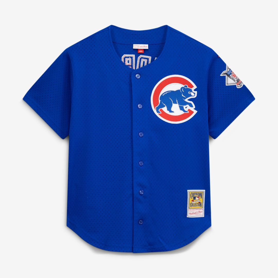 Chicago Cubs Ryne Sandberg | Mitchell & Ness Royal Cooperstown Collection 1997 Mesh Batting Practice Button-Up Jersey