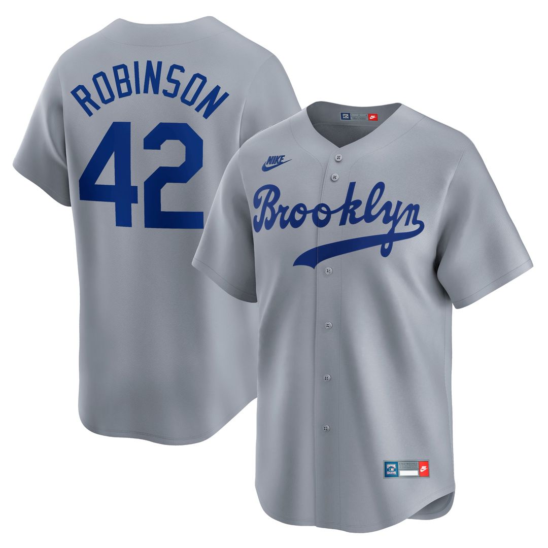 Brooklyn Dodgers Jackie Robinson | Nike Gray Throwback Cooperstown Collection Limited Jersey