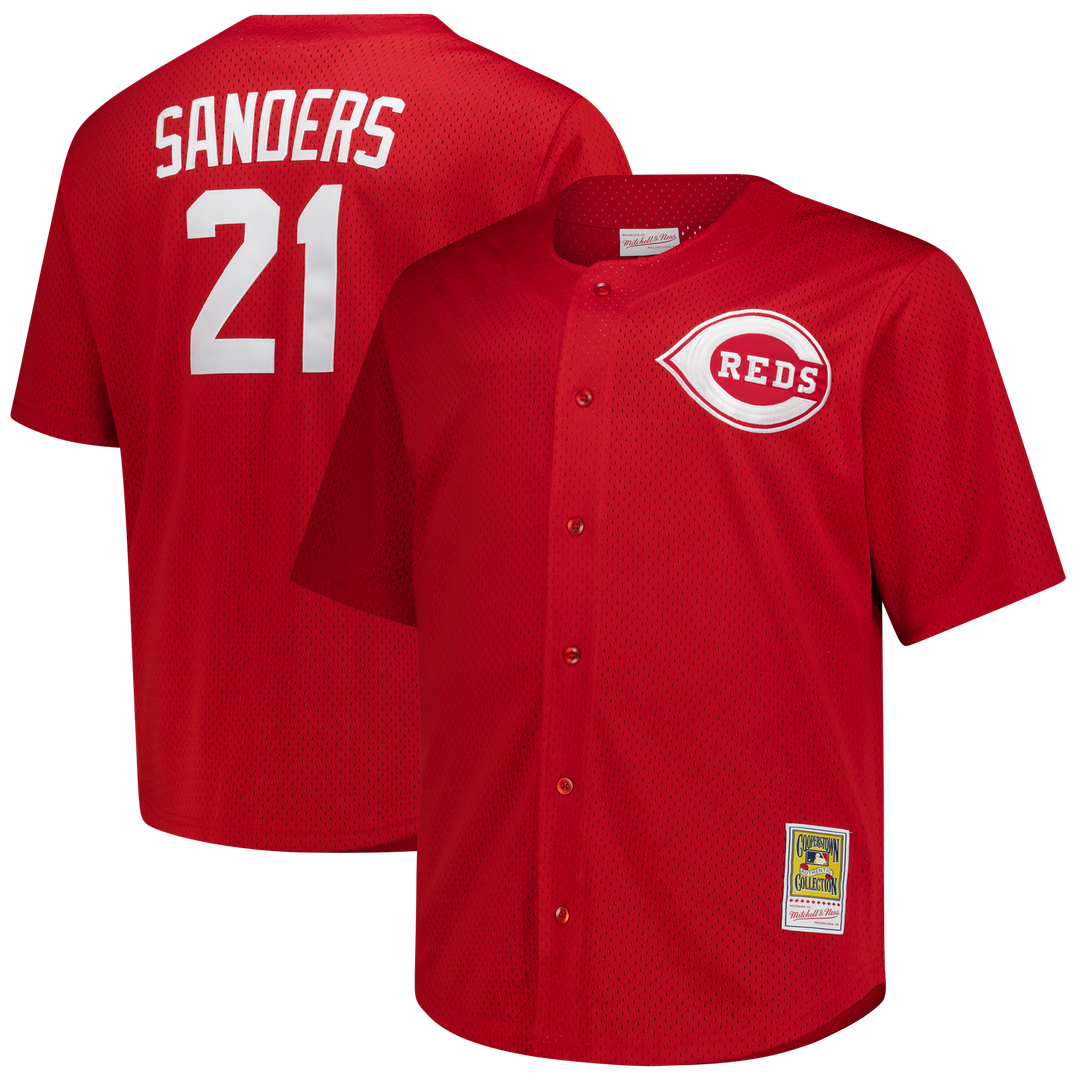 Cincinnati Reds Deion Sanders | Mitchell & Ness Red Big & Tall Cooperstown Mesh Batting Practice Jersey
