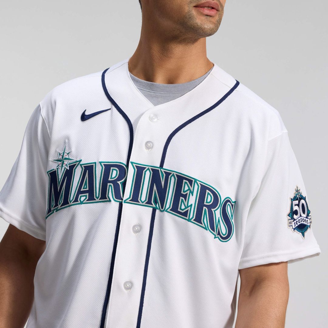 Seattle Mariners | Nike White 50th Anniversary Patch Home Authentic Jersey