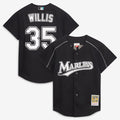 Florida Marlins Dontrelle Willis | Mitchell & Ness Black Cooperstown Collection Mesh Batting Practice Button-Up Jersey