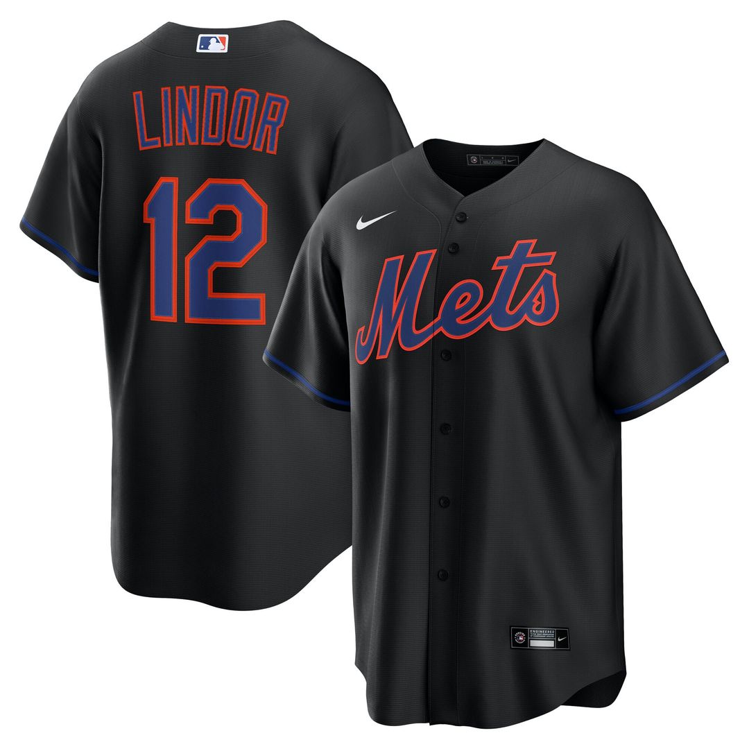 New York Mets Francisco Lindor | Nike Black Alternate Replica Jersey