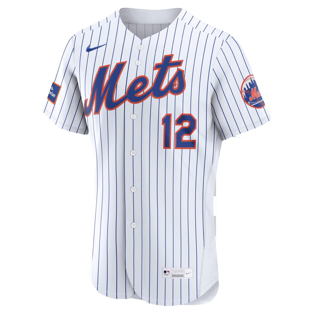 New York Mets Francisco Lindor | Nike White Home Authentic Sponsor Patch Jersey