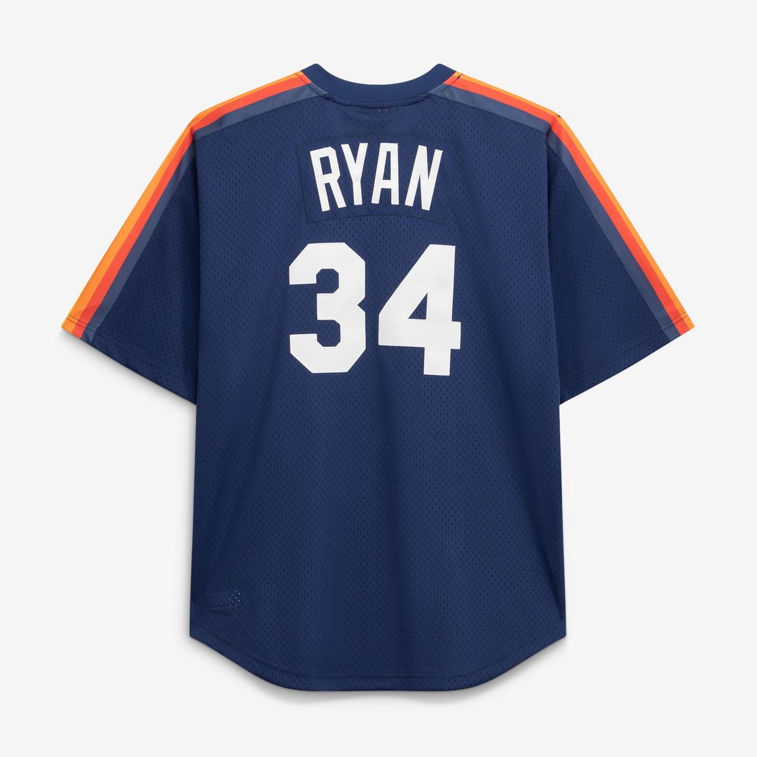 Houston Astros Nolan Ryan | Mitchell & Ness Navy Cooperstown Collection Big & Tall Mesh Batting Practice Jersey