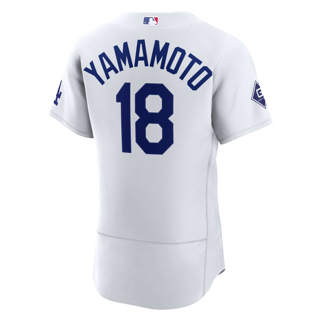 Los Angeles Dodgers Yoshinobu Yamamoto | Nike White Home Authentic Sponsor Patch Jersey