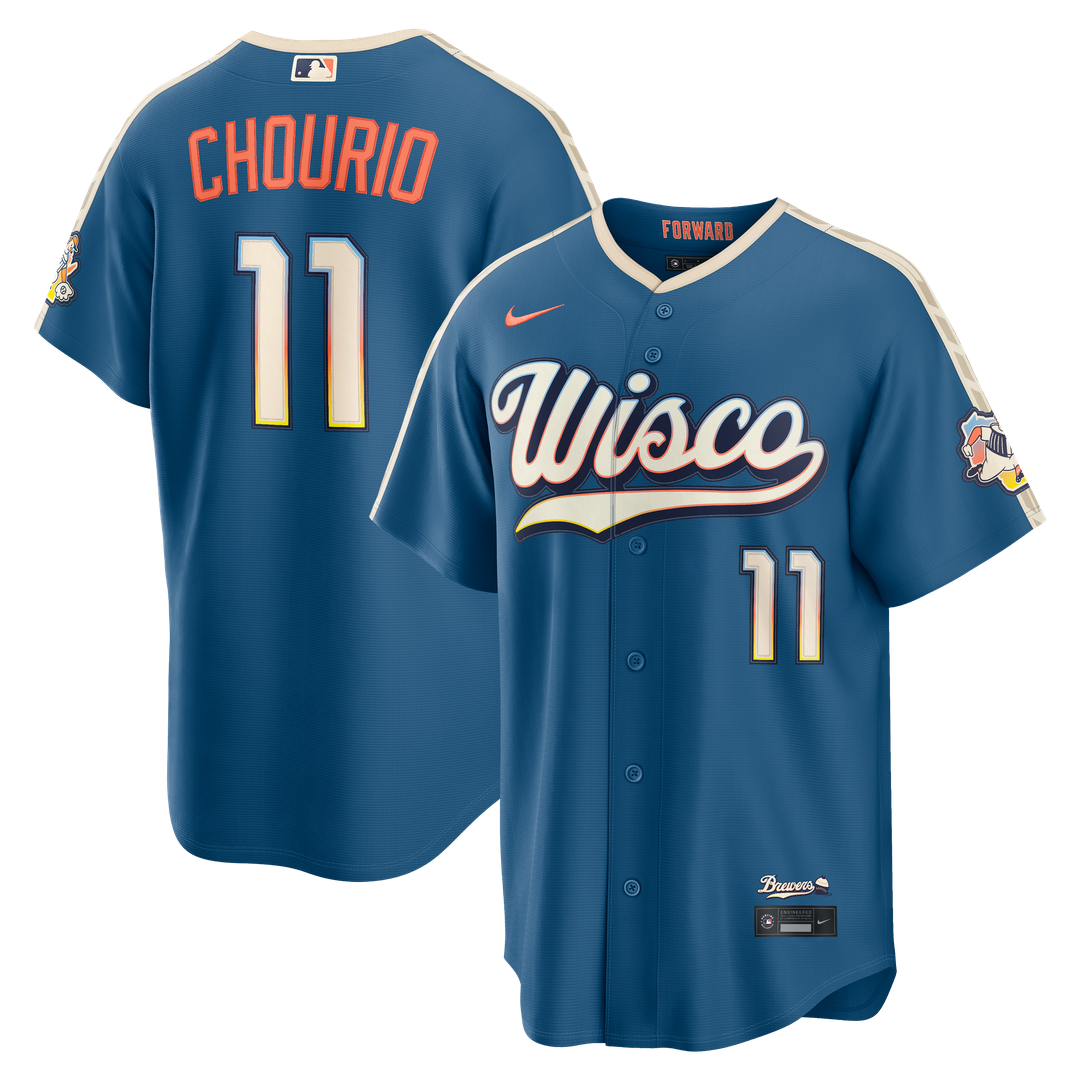 Milwaukee Brewers Jackson Chourio | Nike Mineral Blue 2026 City Connect Stadium Jersey