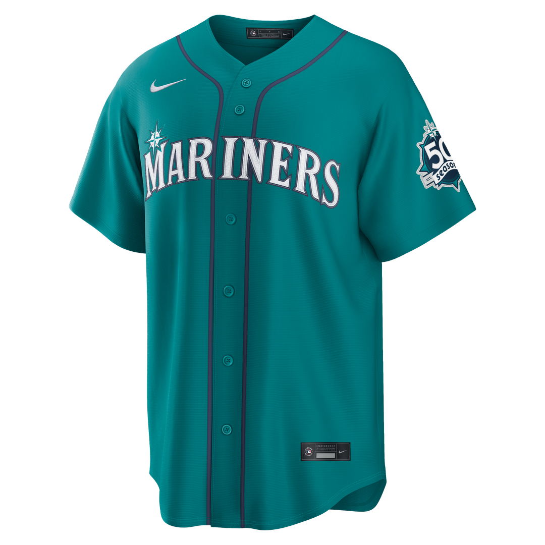 Seattle Mariners Cal Raleigh | Nike Teal Alternate 50th Season Patch Stadium Jersey