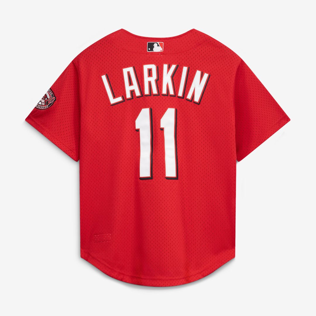 Cincinnati Reds Barry Larkin | Mitchell & Ness Red Throwback Cooperstown Mesh Batting Practice Jersey