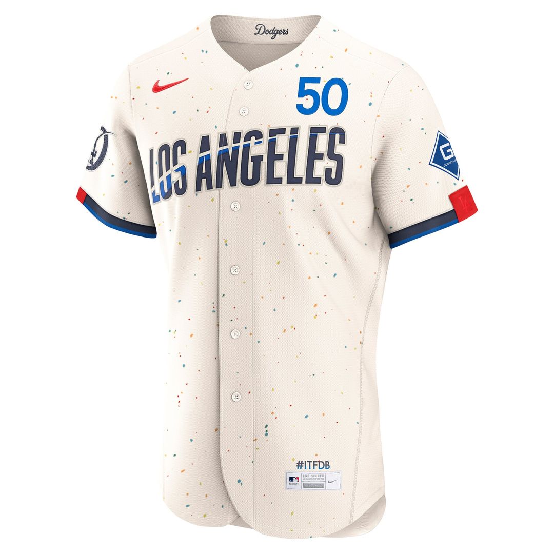 Los Angeles Dodgers Mookie Betts | Nike Cream City Connect Authentic Sponsor Patch Jersey