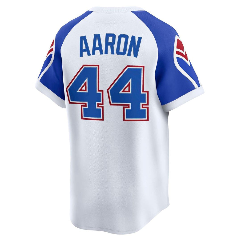 Atlanta Braves Hank Aaron | Nike White Throwback Cooperstown Collection Limited Jersey