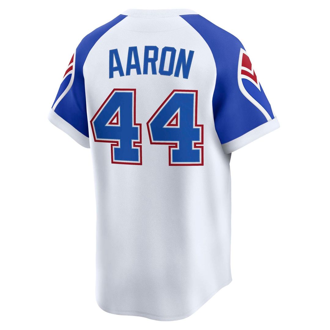 Atlanta Braves Hank Aaron | Nike White Throwback Cooperstown Collection Limited Jersey
