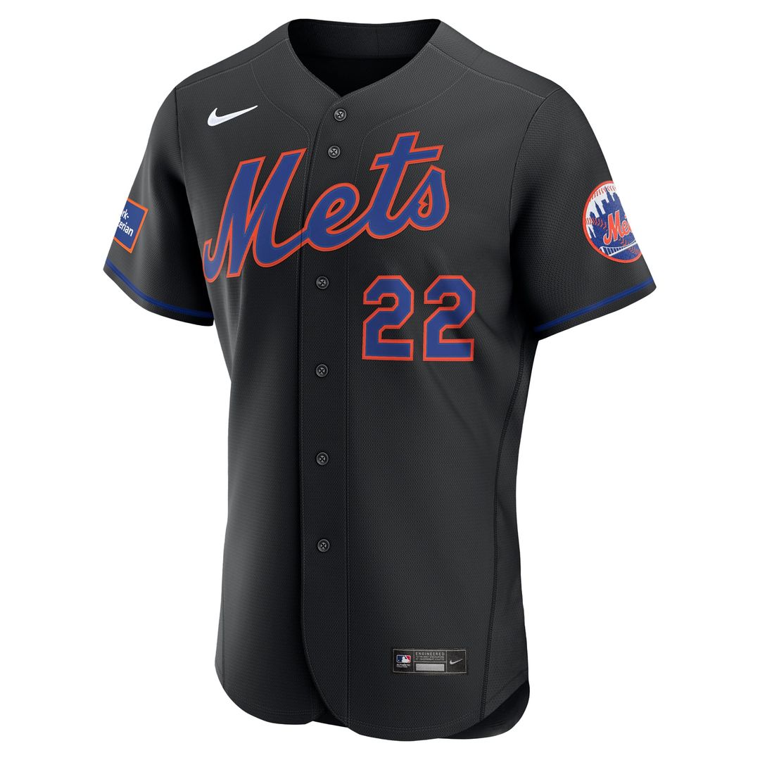 New York Mets Juan Soto | Nike Black Alternate Authentic Sponsor Patch Jersey