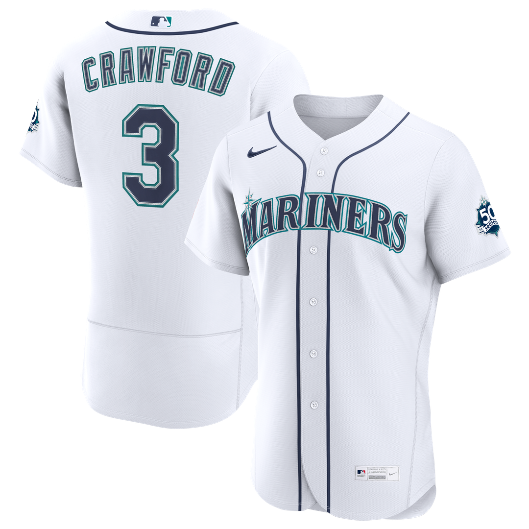 Seattle Mariners J.P. Crawford | Nike White Home 50th Season Authentic Jersey