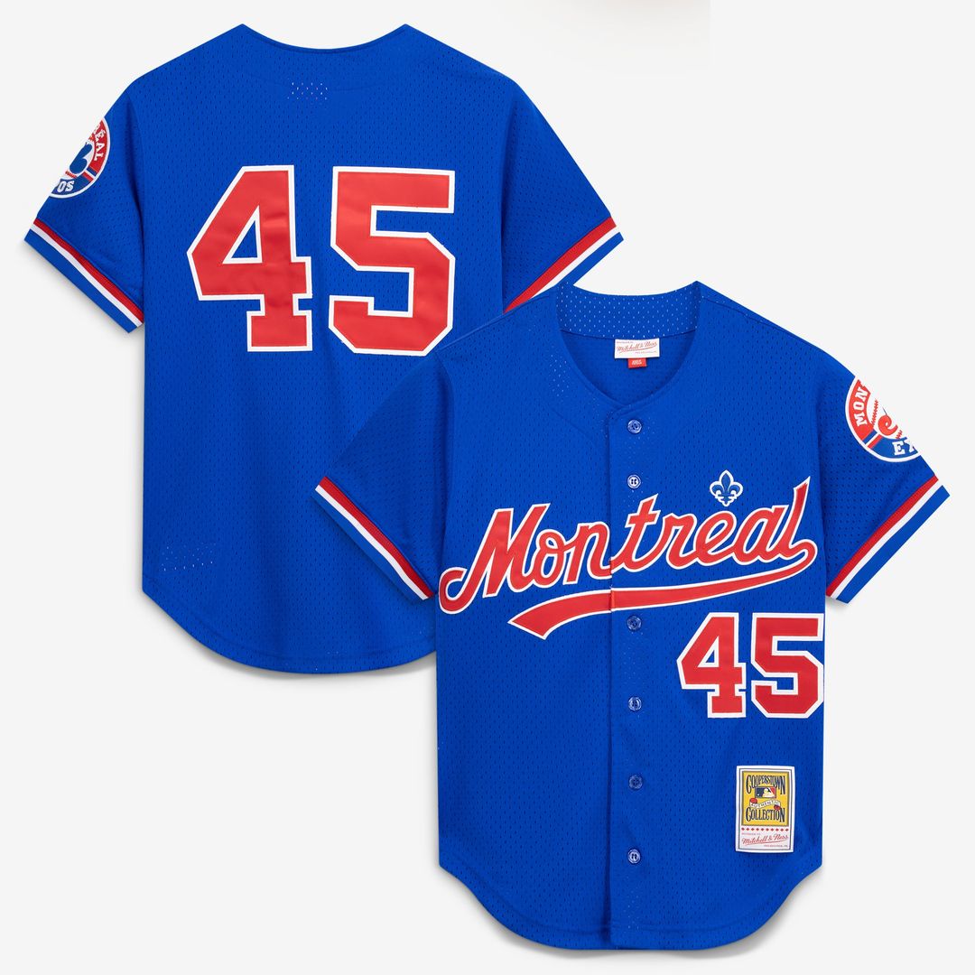 Montreal Expos Pedro Martinez | Mitchell & Ness Blue Cooperstown Collection Mesh Batting Practice Button-Up Jersey