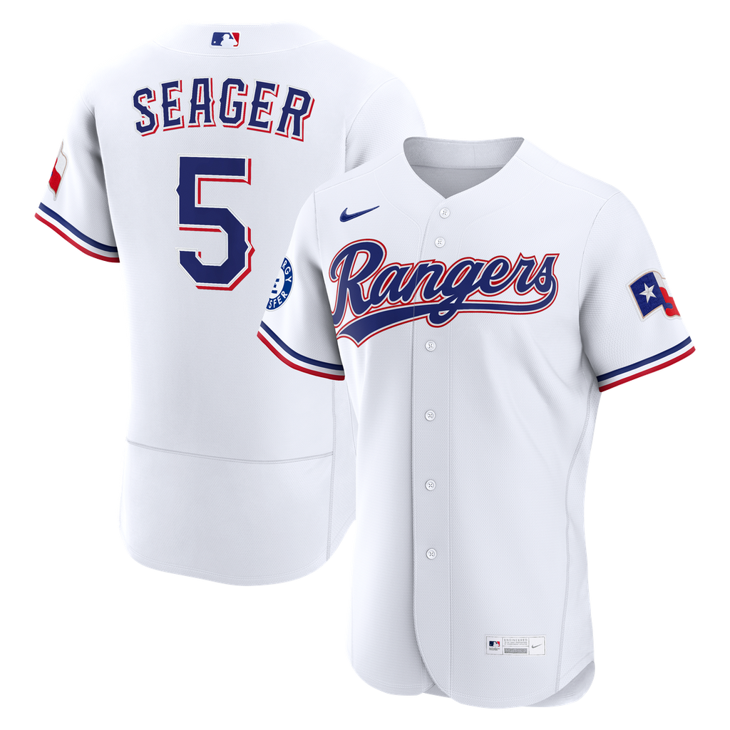 Texas Rangers Corey Seager | Nike White Home Authentic Sponsor Patch Jersey