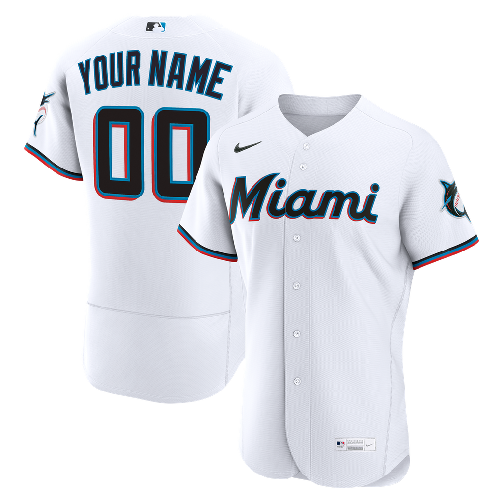 Miami Marlins | Nike White Home Authentic Custom Jersey