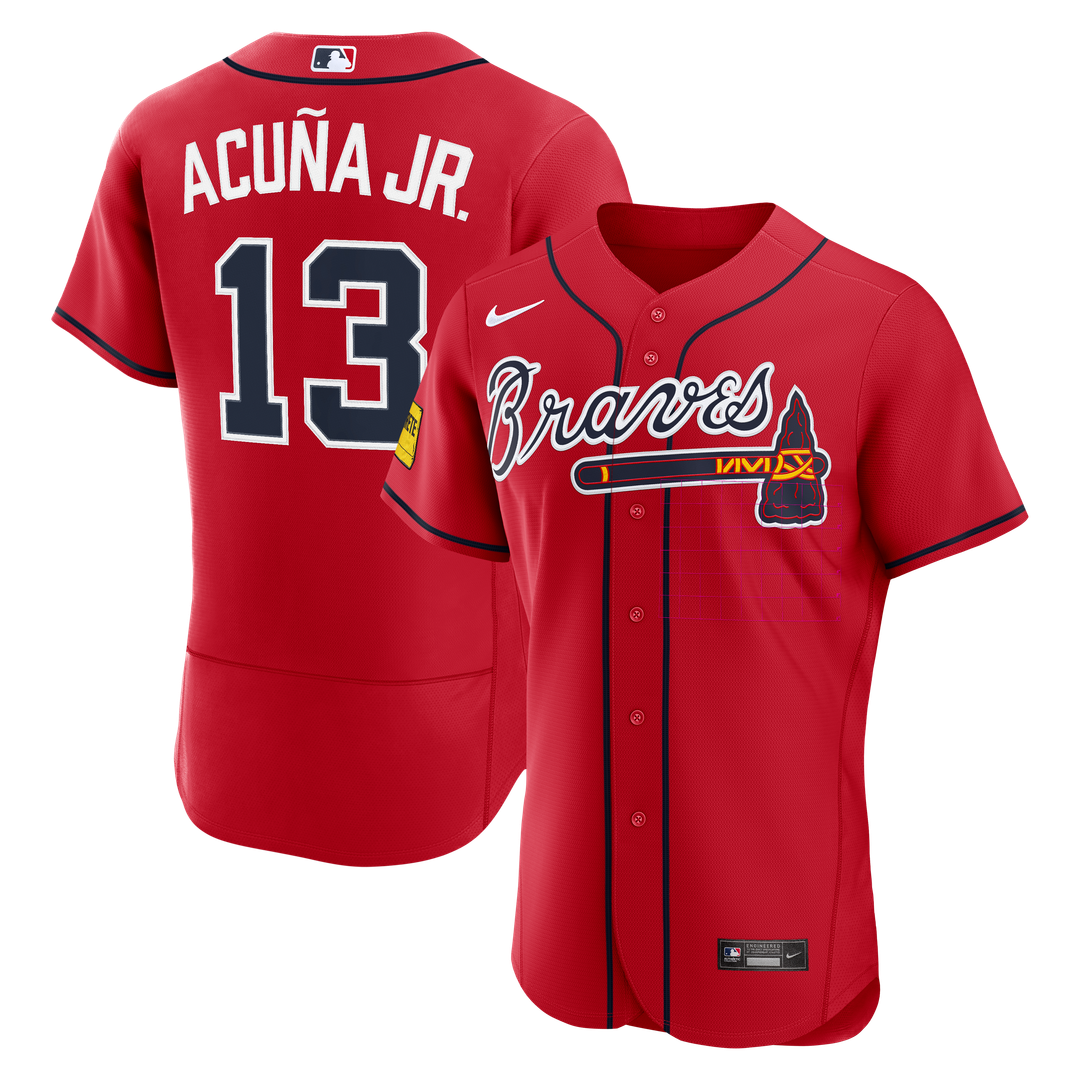 Atlanta Braves Ronald Acuña Jr. | Nike Red Alternate Authentic Sponsor Patch Jersey