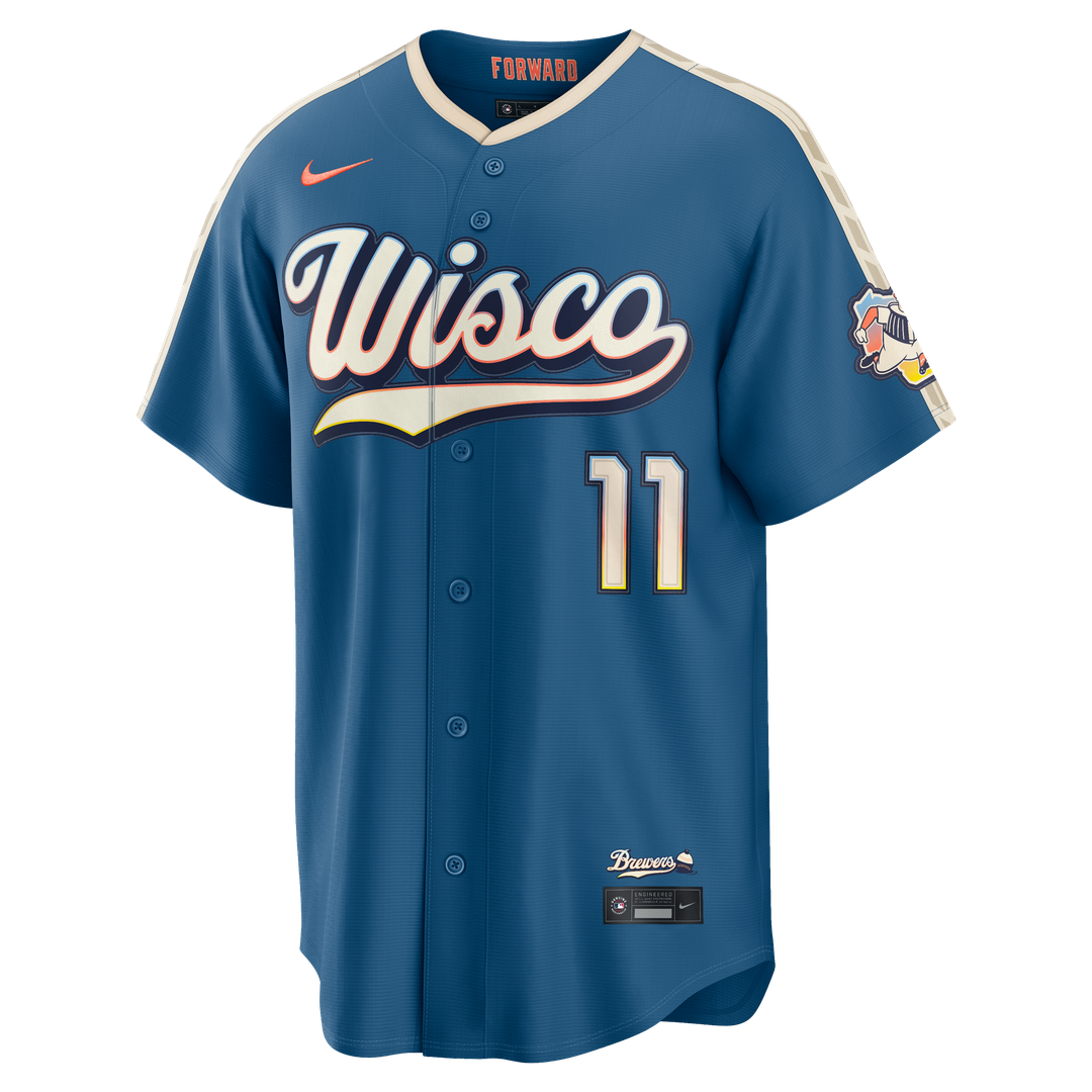 Milwaukee Brewers Jackson Chourio | Nike Mineral Blue 2026 City Connect Stadium Jersey