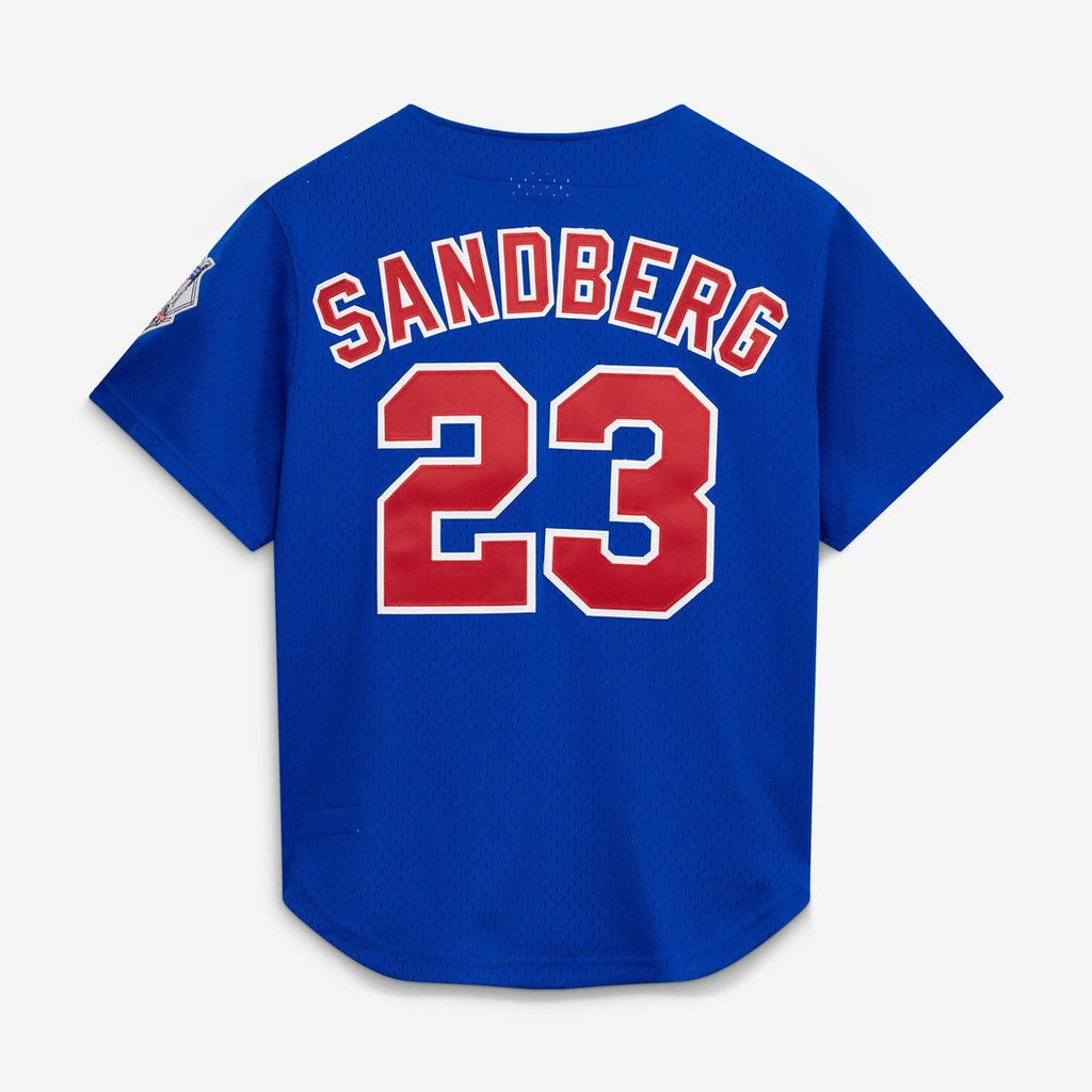 Chicago Cubs Ryne Sandberg | Mitchell & Ness Royal Cooperstown Collection 1997 Mesh Batting Practice Button-Up Jersey
