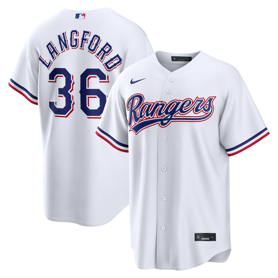 Texas Rangers Wyatt Langford | Nike White Home Replica Jersey