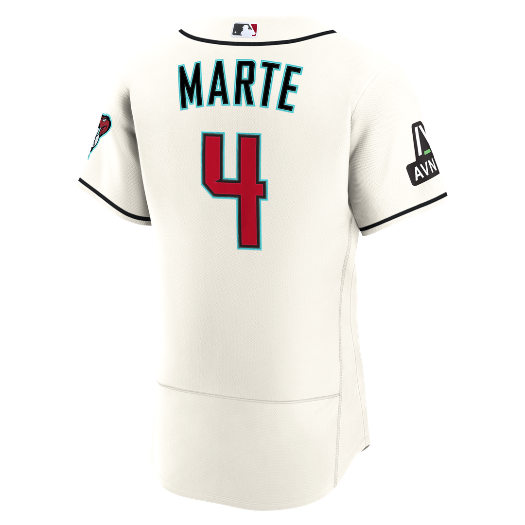 Arizona Diamondbacks Ketel Marte | Nike Cream Home Authentic Sponsor Patch Jersey