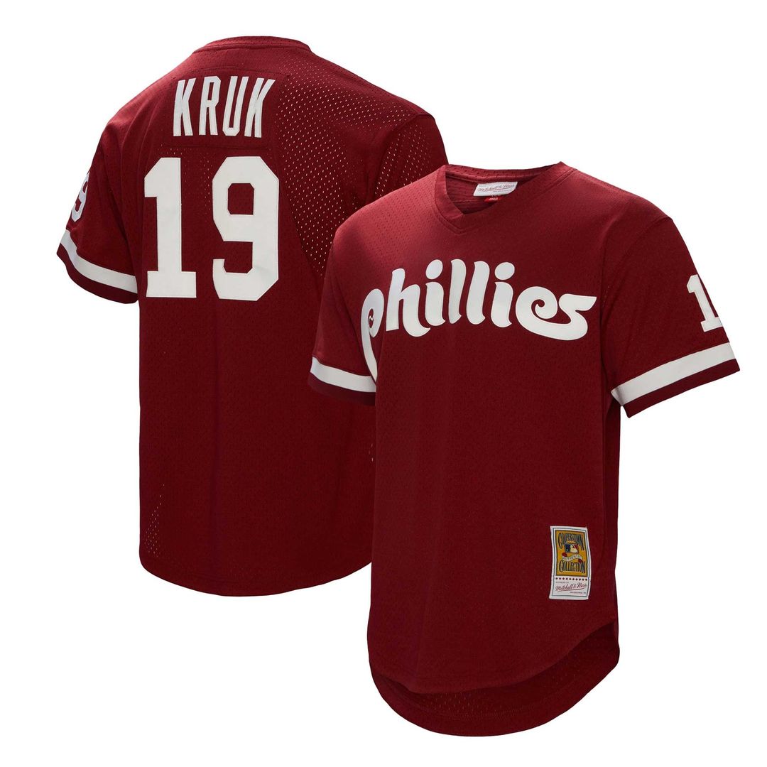 Philadelphia Phillies John Kruk | Mitchell & Ness Burgundy Big & Tall Cooperstown Collection Mesh Batting Practice Jersey