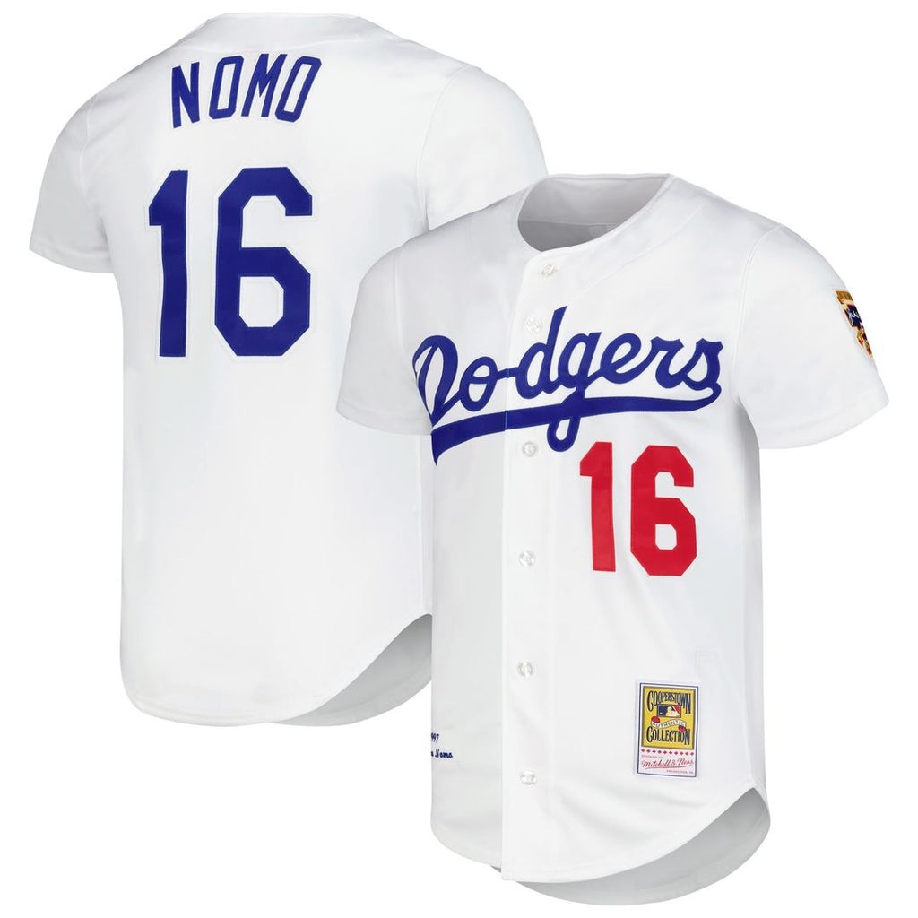 Los Angeles Dodgers Hideo Nomo | Mitchell & Ness White Cooperstown Collection Authentic Jersey