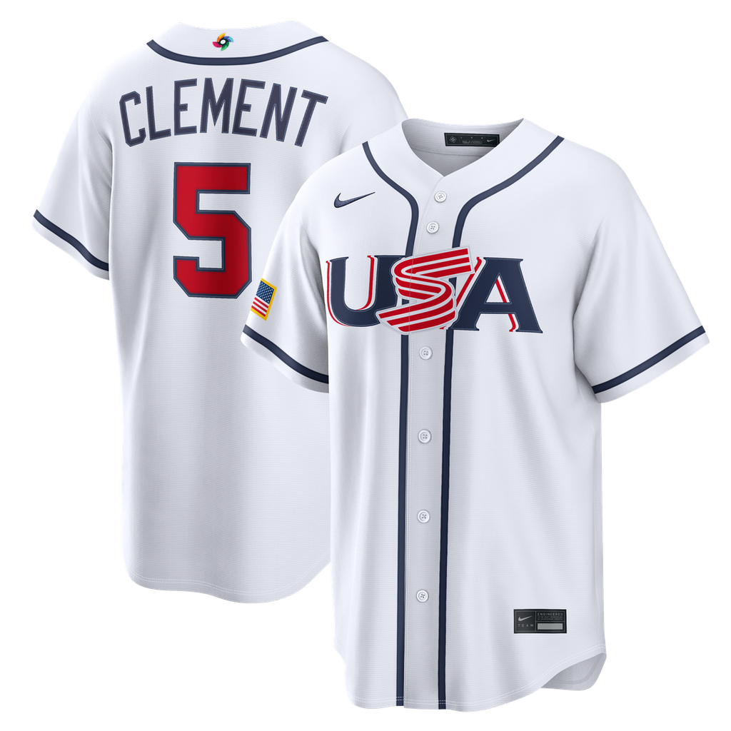 USA Baseball Ernie Clement | Nike White 2026 World Baseball Classic Home Stadium Jersey