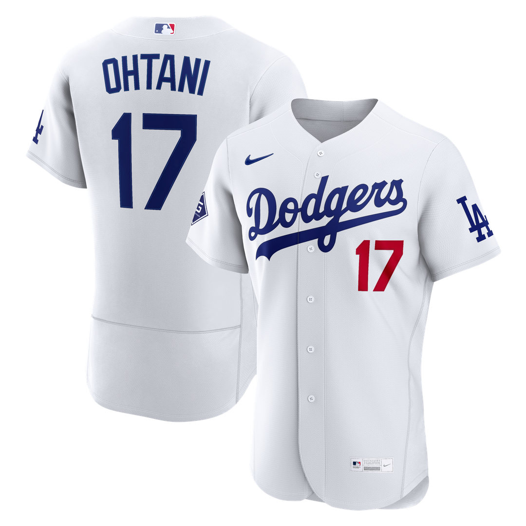 Los Angeles Dodgers Shohei Ohtani | Nike White Home Authentic Sponsor Patch Jersey