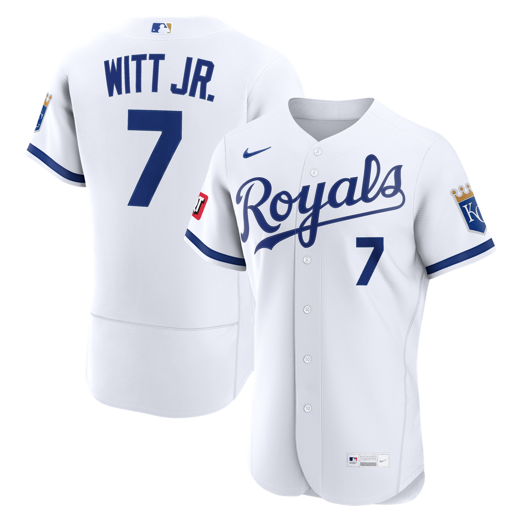 Kansas City Royals Bobby Witt Jr. | Nike White Home Authentic Sponsor Patch Jersey