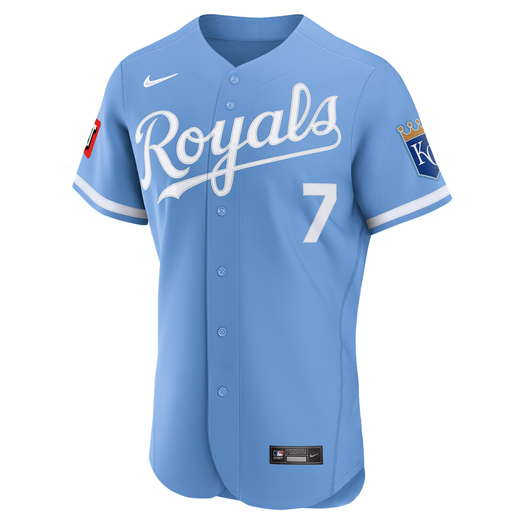 Kansas City Royals Bobby Witt Jr. | Nike Light Blue Alternate Authentic Sponsor Patch Jersey