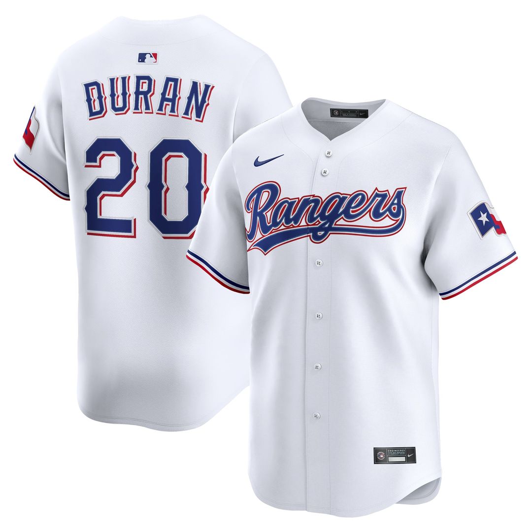 Texas Rangers Ezequiel Duran | Nike White Home Limited Player Jersey