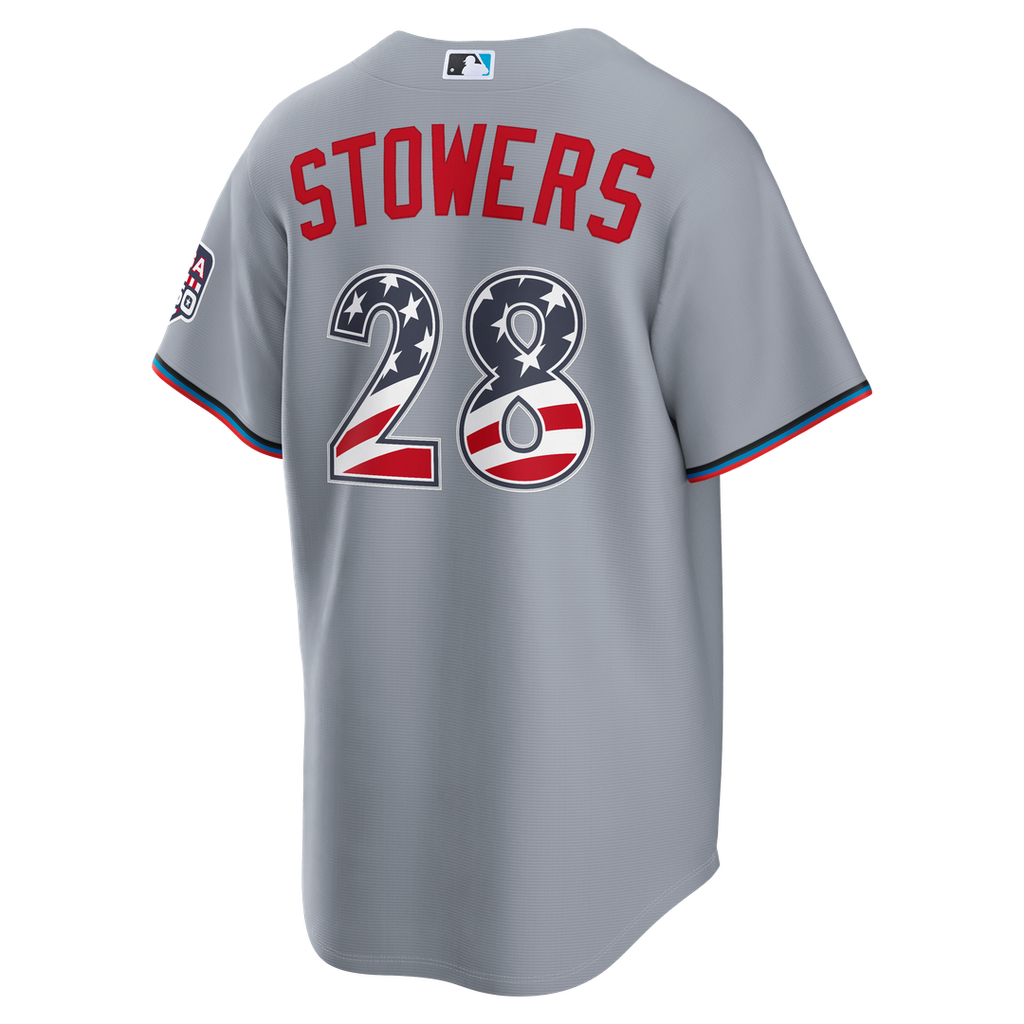 Fourth of July Miami Marlins Kyle Stowers | Nike Gray USA 250 Stadium Jersey