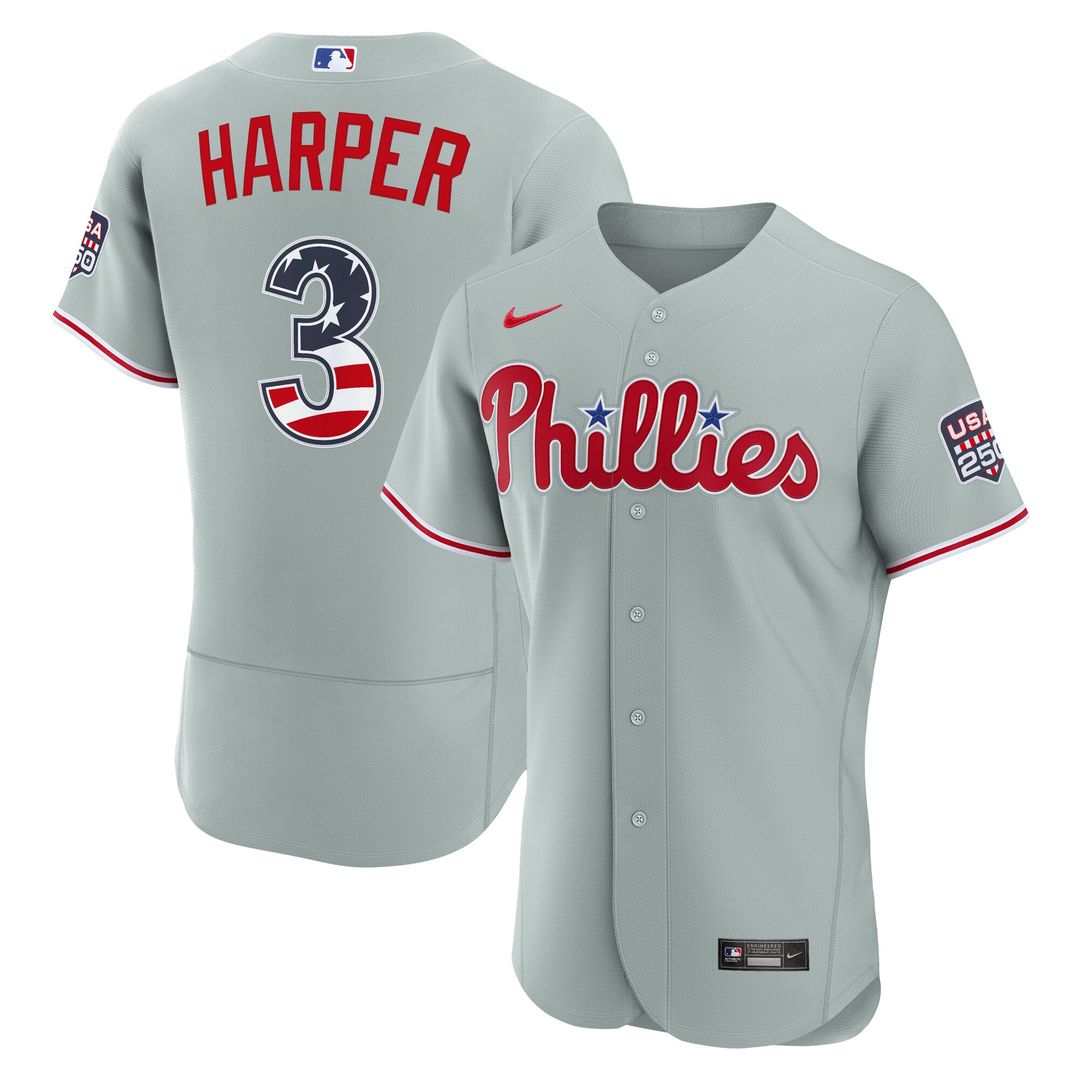 Fourth of July Philadelphia Phillies Bryce Harper | Nike Gray USA 250 Authentic Jersey