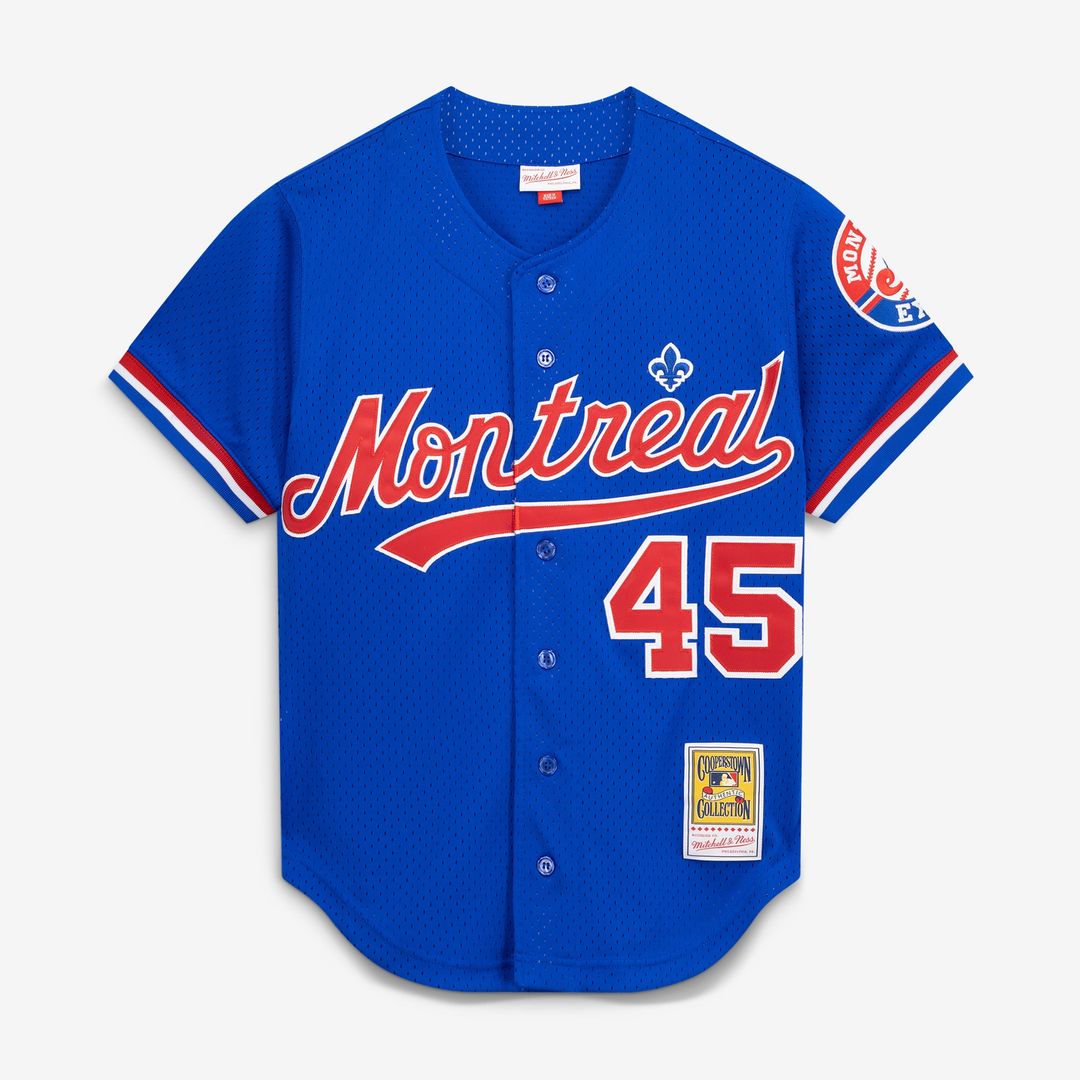 Montreal Expos Pedro Martinez | Mitchell & Ness Blue Cooperstown Collection Mesh Batting Practice Button-Up Jersey