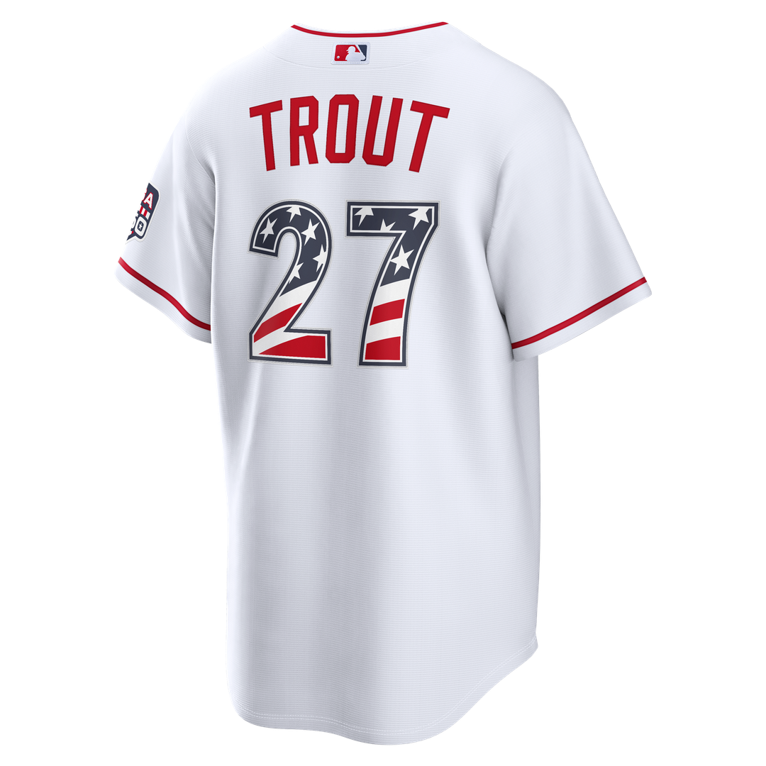 Fourth of July Los Angeles Angels Mike Trout | Nike White USA 250 Stadium Jersey