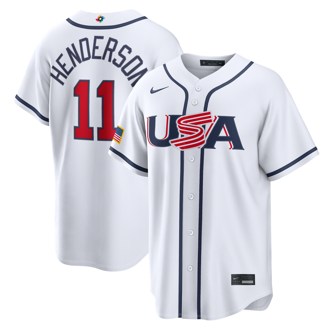 USA Baseball Gunnar Henderson | Nike White 2026 World Baseball Classic Home Stadium Jersey