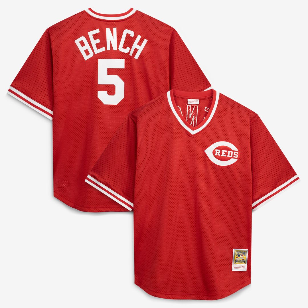 Cincinnati Reds Johnny Bench | Mitchell & Ness Red Cooperstown Collection Big & Tall Mesh Batting Practice Jersey