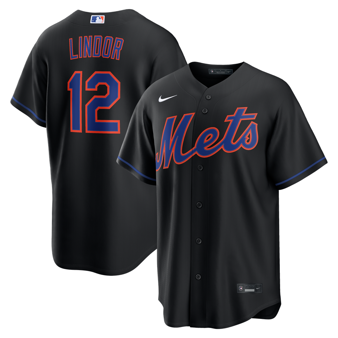 New York Mets Francisco Lindor | Nike Black Alternate Replica Jersey
