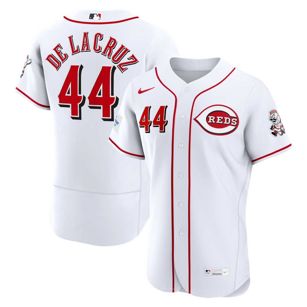Cincinnati Reds Elly De La Cruz | Nike White Home Authentic Sponsor Patch Jersey