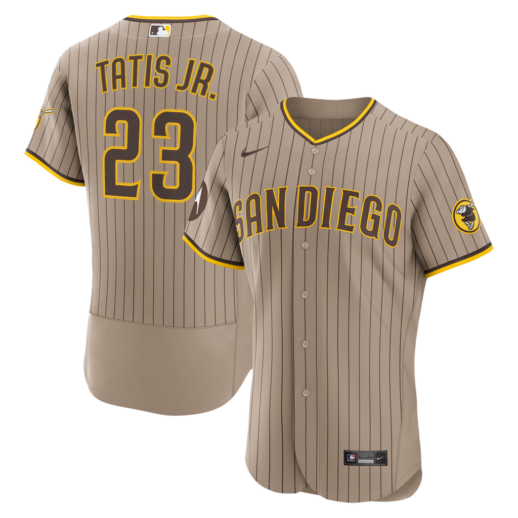 San Diego Padres Fernando Tatis Jr. | Nike Sand Alternate Authentic Sponsor Patch Jersey
